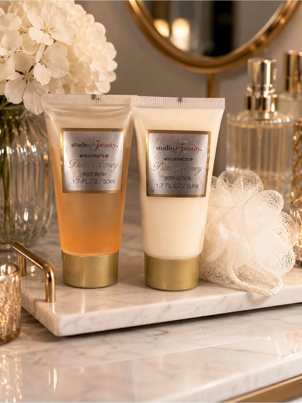 Studio 35 Beauty Pure Honey Body Wash Lotion Set Travel Size Skincare Gift Set